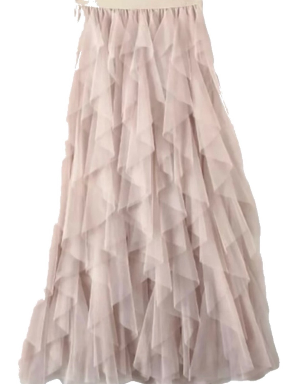 Non signé Blush Ivory Ruffled Maxi Skirt